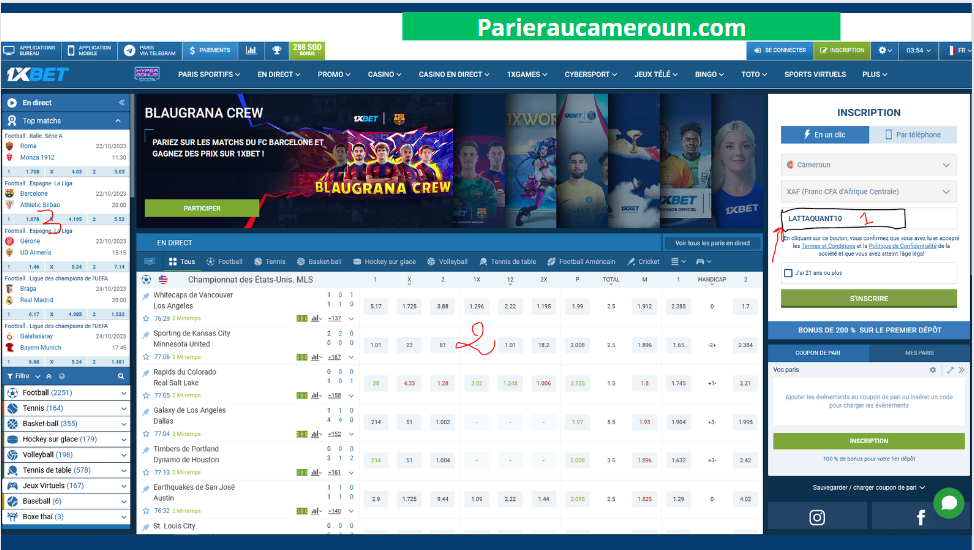 Application Mobile 1xbet Cameroun